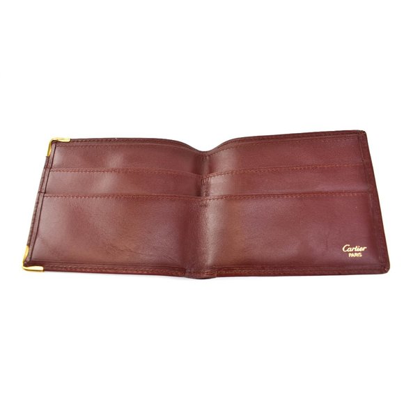 CARTIER: Burgundy, Leather Double C Logo Wallet pr - Picture 8 of 10